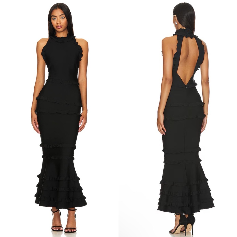 NEW NWT Elliatt Theatrical Gown In Black Ruffles - Picture 2 of 15